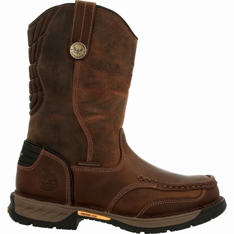 Μποτακια Εργασιασ Georgia Boot Athens 360 Steel toe αδιαβροχα Pull-on ανδρικα καφε | XH7196042