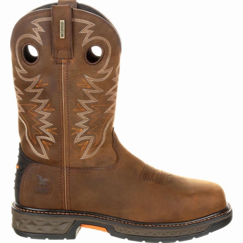 μποτακια αδιαβροχα Georgia Boot Carbo-Tec LT Alloy toe Pull-On ανδρικα καφε | QC7608359