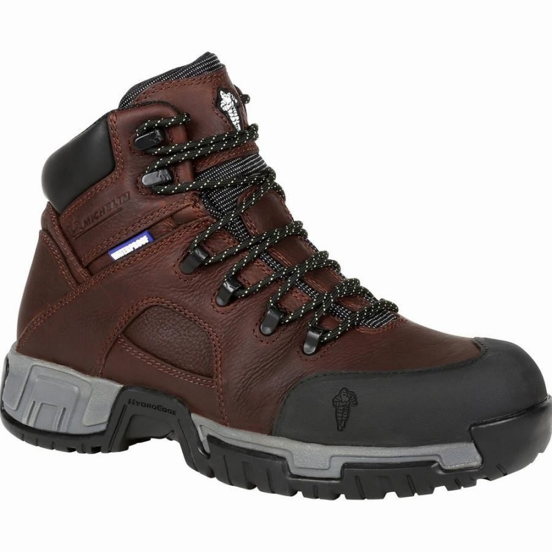 Μποτακια Εργασιασ Georgia Boot Michelin® HydroEdge Steel toe αδιαβροχα ανδρικα καφε | IM8961034